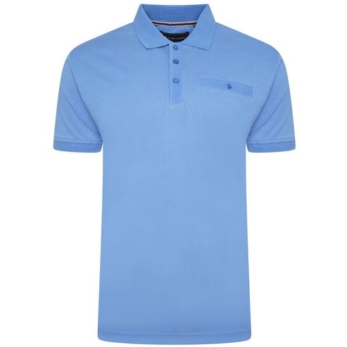 KAM Jersey-Poloshirt mit gestreiftem Jacquard-Kragen, Königsblau